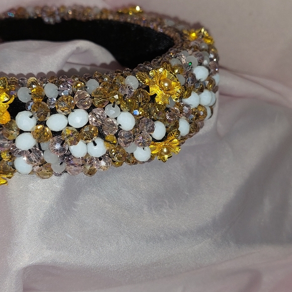 Gold Rose Crystal & Beaded Headband. NWOT. - Picture 6 of 8